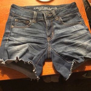 cute jean shorts. lightly worn , capri length .